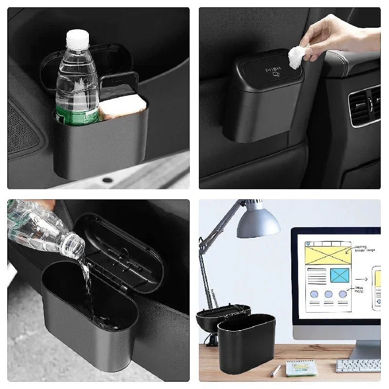 Car Trash Can with Lid – Leak-Proof Mini Garbage Bin with Bags Included