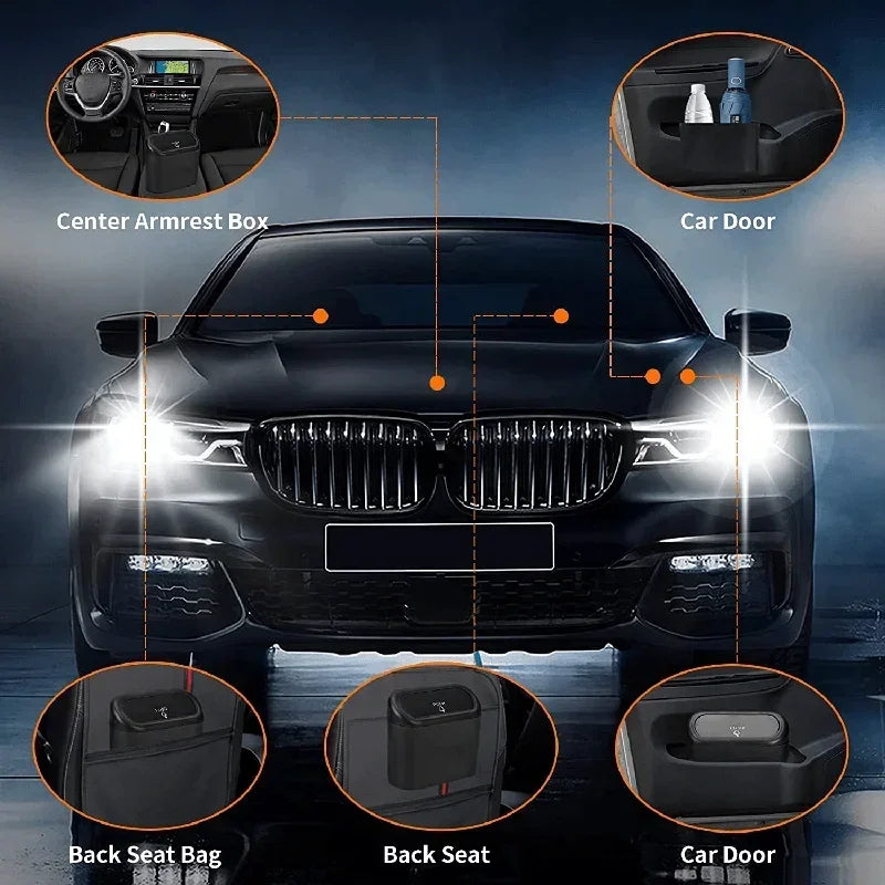Car Trash Can with Lid – Leak-Proof Mini Garbage Bin with Bags Included