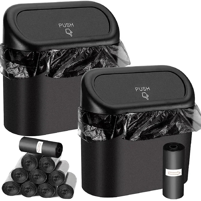 Car Trash Can with Lid – Leak-Proof Mini Garbage Bin with Bags Included