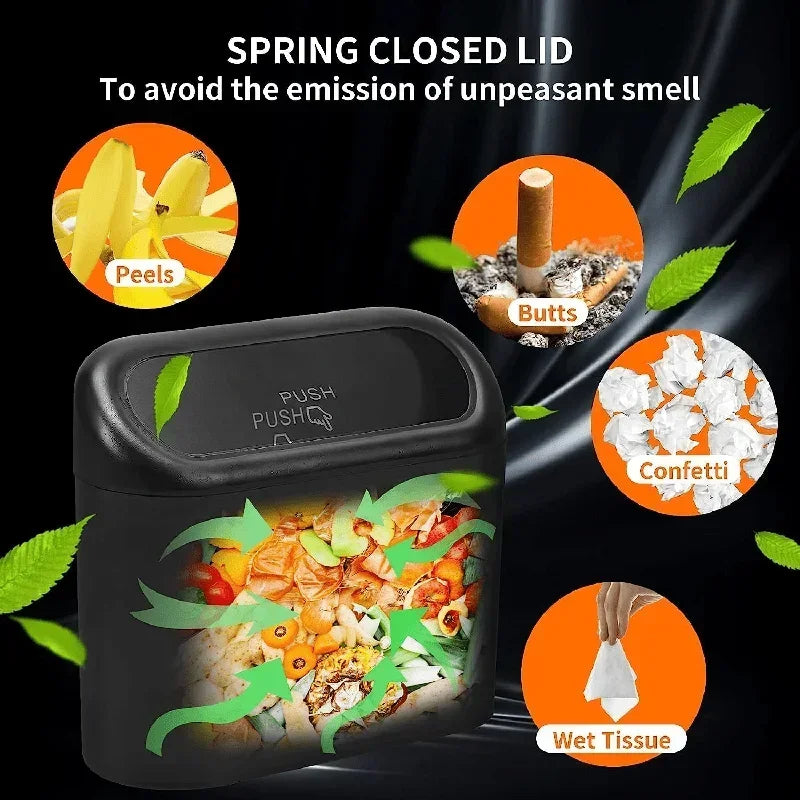 Car Trash Can with Lid – Leak-Proof Mini Garbage Bin with Bags Included