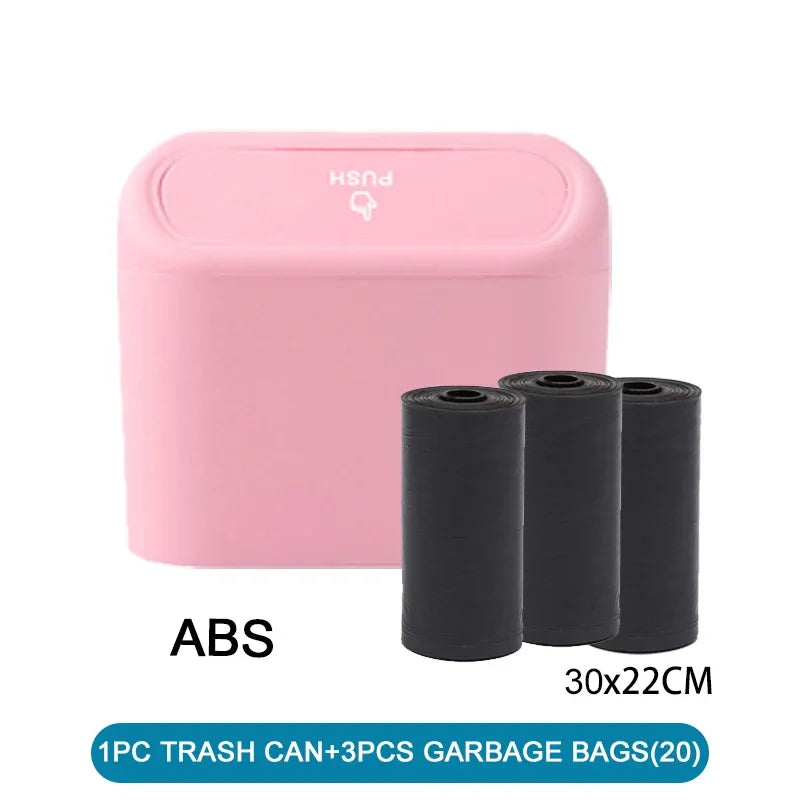 Car Trash Can with Lid – Leak-Proof Mini Garbage Bin with Bags Included