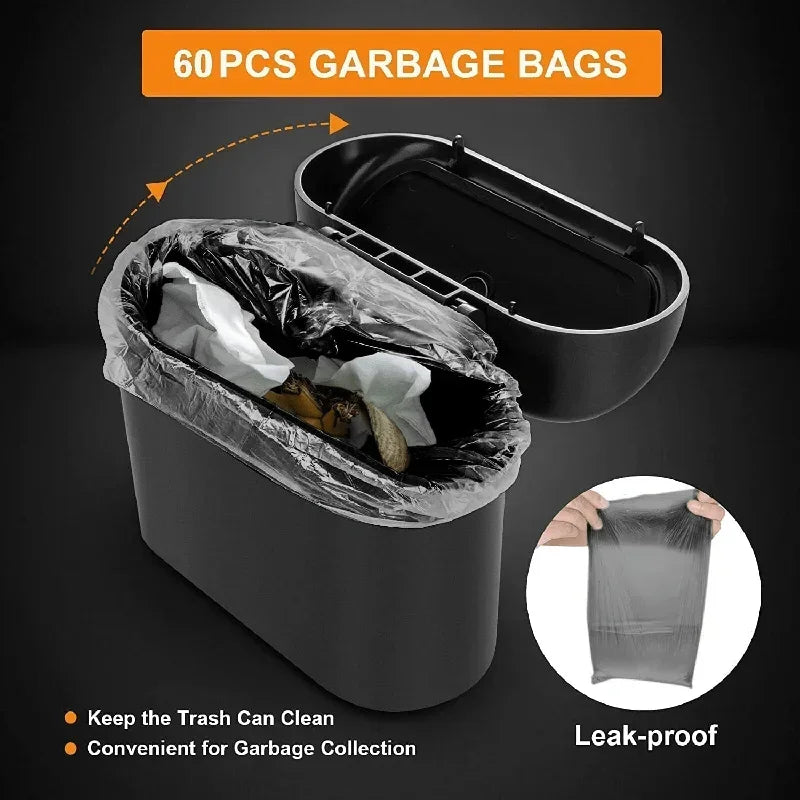 Car Trash Can with Lid – Leak-Proof Mini Garbage Bin with Bags Included